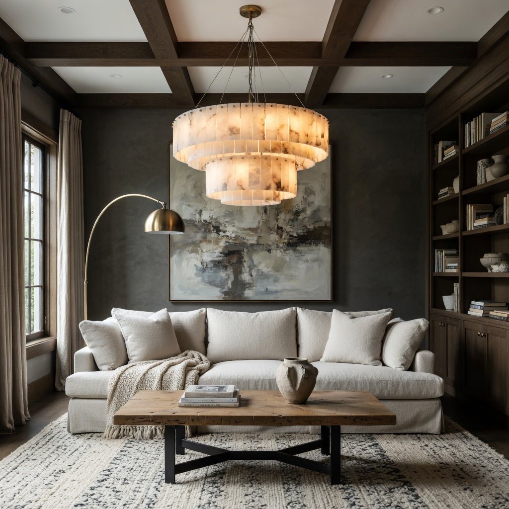 Oakley Layered Marble Chandelier - 31" - lampmodern