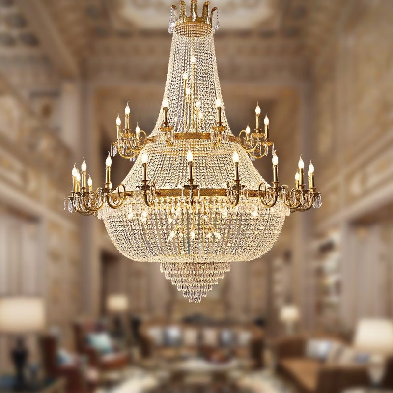 Oversized Luxury Double - layers Golden French Style Crystal Chandelier for Living/Dinning Room/Foyer/Hallway/Staircase - lampmodern