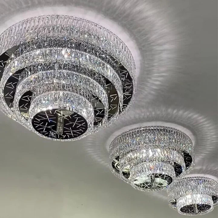 Oversized Modern Creative Flush Mount Round Multi - layers Crystal Pendant Chandelier for Living/Dining Room/Hallway - lampmodern