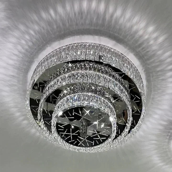 Oversized Modern Creative Flush Mount Round Multi - layers Crystal Pendant Chandelier for Living/Dining Room/Hallway - lampmodern