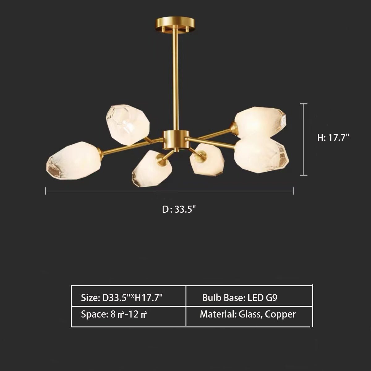 Oversized Modern Sputnik Facet Multiple Glass Chandelier for Living Room/Bedroom - lampmodern