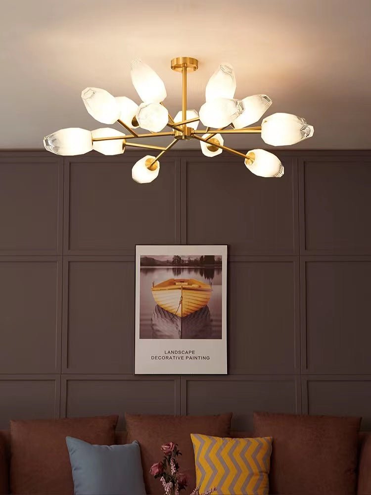 Oversized Modern Sputnik Facet Multiple Glass Chandelier for Living Room/Bedroom - lampmodern