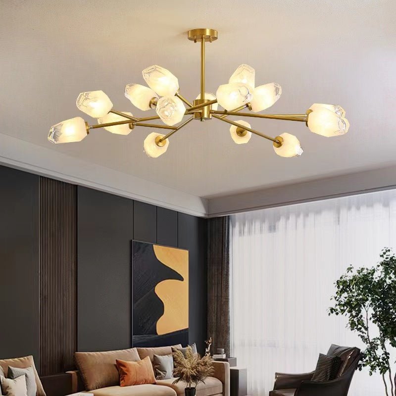 Oversized Modern Sputnik Facet Multiple Glass Chandelier for Living Room/Bedroom - lampmodern