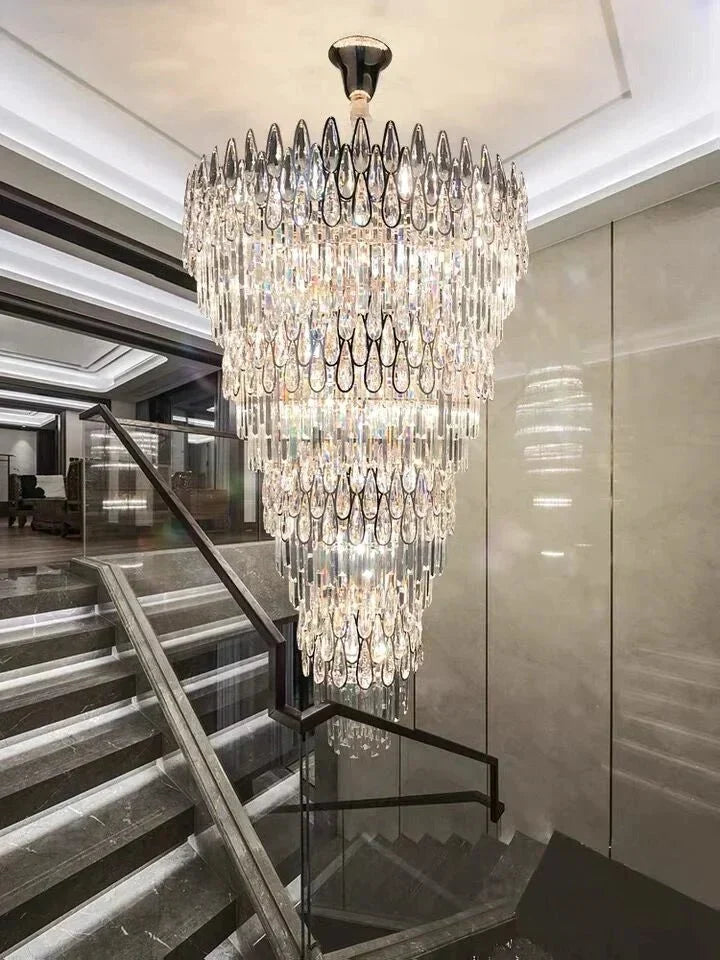 Oversized Multi - layers Luxury Creative Art Crystal Chandelier for Foyer/Staircase/Hallway - lampmodern