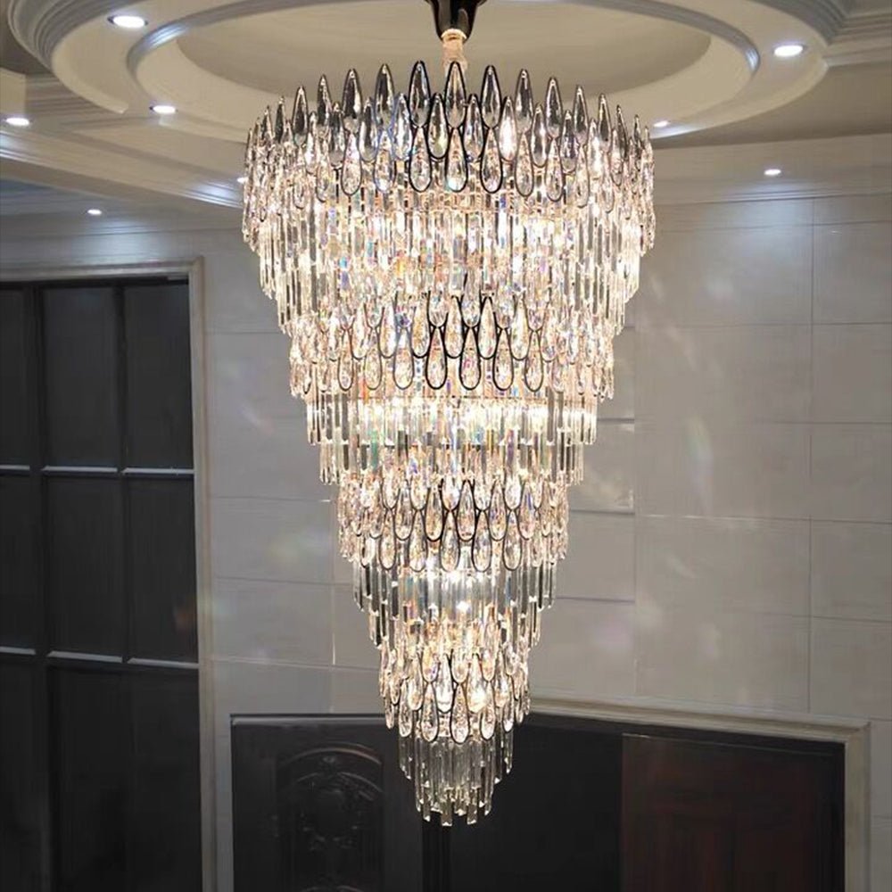 Oversized Multi - layers Luxury Creative Art Crystal Chandelier for Foyer/Staircase/Hallway - lampmodern
