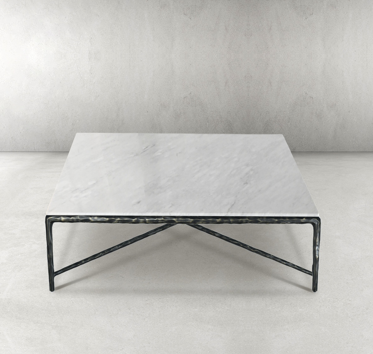 Thaddeus Forged Iron Marble Square Coffee Table 36" 48" 60" - Lamp Modern
