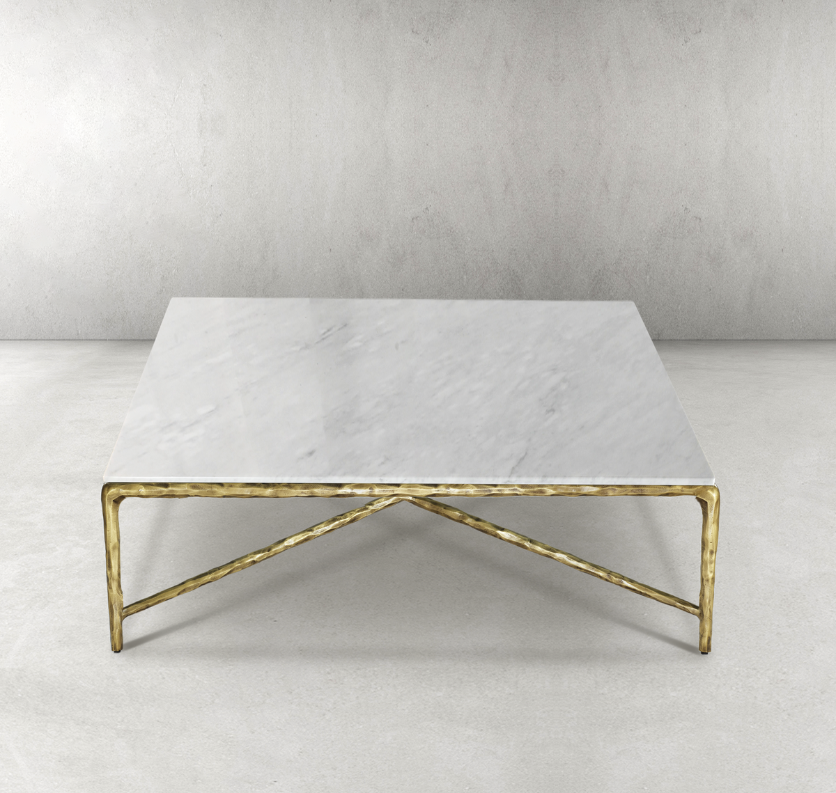 Thaddeus Forged Iron Marble Square Coffee Table 36" 48" 60" - Lamp Modern