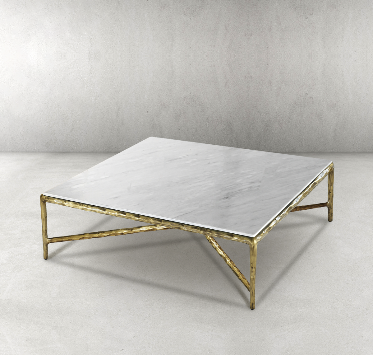 Thaddeus Forged Iron Marble Square Coffee Table 36" 48" 60" - Lamp Modern
