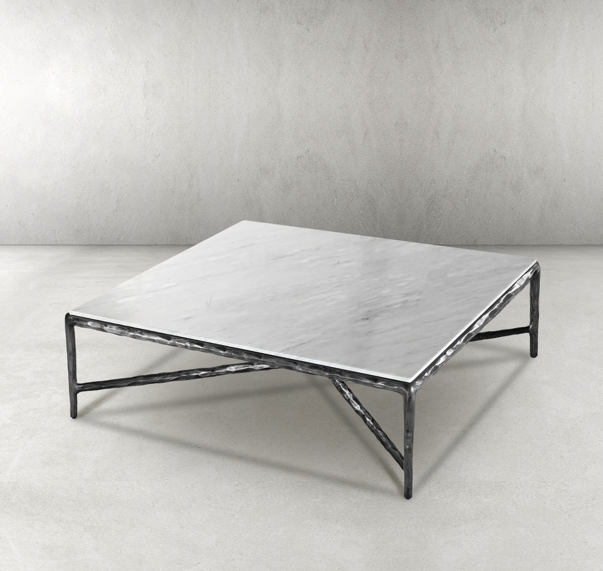 Thaddeus Forged Iron Marble Square Coffee Table 36" 48" 60" - Lamp Modern
