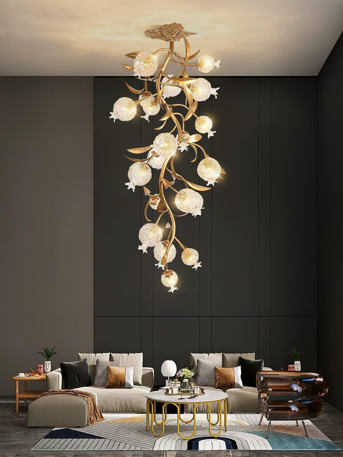 Pomegranate Brass Branch Chandelier - ∅ 19.7″ x H 51.2″ / Dia 50cm x H 130cmDark Copperlampmodern