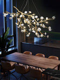 Post - Modern Art Brass and Ceramics Flower Pendant Branch Chandelier for Living/Dining Room - lampmodern