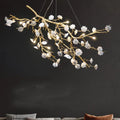 Post - Modern Art Brass and Ceramics Flower Pendant Branch Chandelier for Living/Dining Room - lampmodern