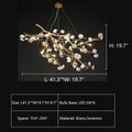 Post - Modern Art Brass and Ceramics Flower Pendant Branch Chandelier for Living/Dining Room - lampmodern