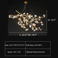 Post - Modern Art Brass and Ceramics Flower Pendant Branch Chandelier for Living/Dining Room - lampmodern