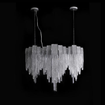 Alana Aluminum Chain Tassel Long Branch Chandelier Light 35"