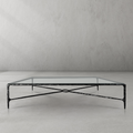 Thaddeus Forged Iron Rectangle Glass Coffee Table - Lamp Modern
