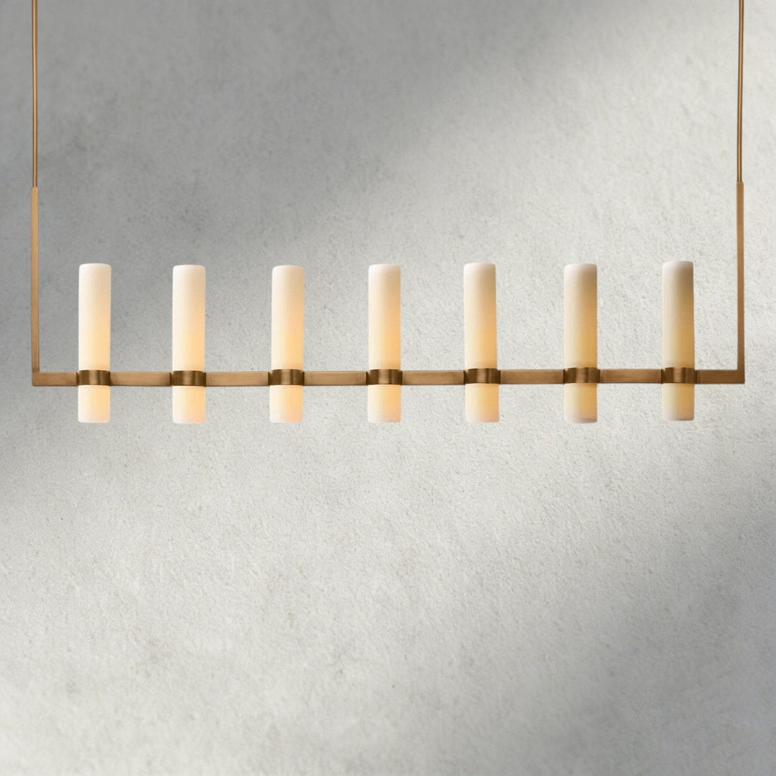 Ravay Linear Milk Glass Chandelier 59", 71" - lampmodern