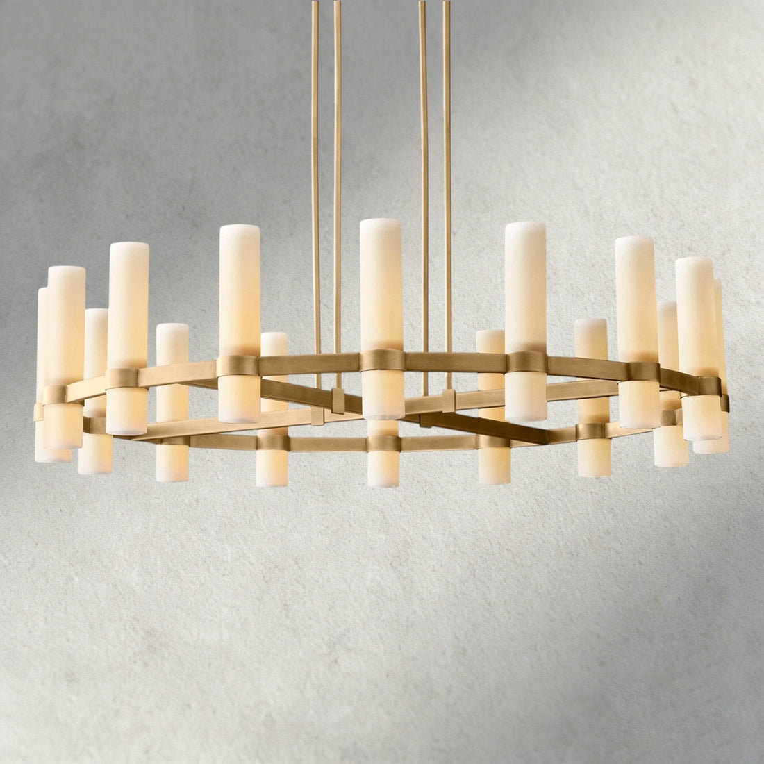 Ravay Round Milk Glass Chandelier 36", 48", 60" - lampmodern