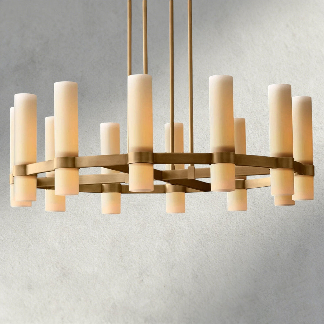 Ravay Round Milk Glass Chandelier 36", 48", 60" - lampmodern