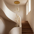 Ring Staircase Chandelier Light Gold LED Ceiling Light - lampmodern