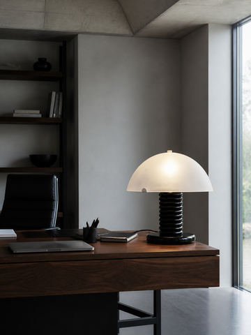 Milo Modern Ribbed Ceramic Table Lamp with Frosted Glass Dome