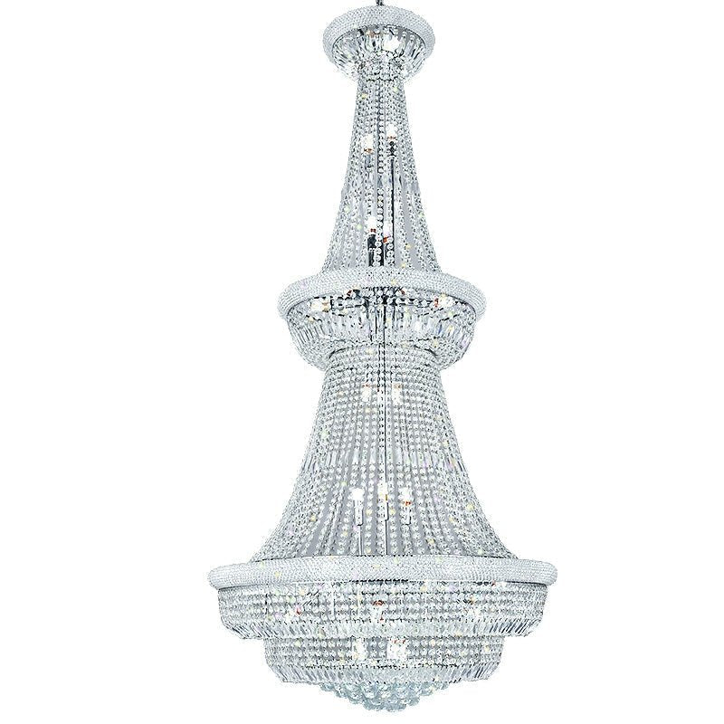 Silver/ Chrome Extra Large Crystal Chandelier Foyer Entryway Long Ceiling Lighting Fixture For Staircase - lampmodern