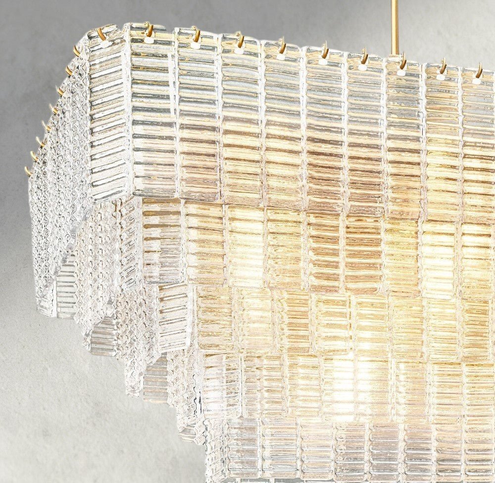 Siraue Clear Glass Rectangular Chandelier 59" - lampmodern