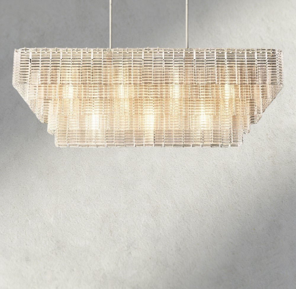 Siraue Clear Glass Rectangular Chandelier 59" - lampmodern
