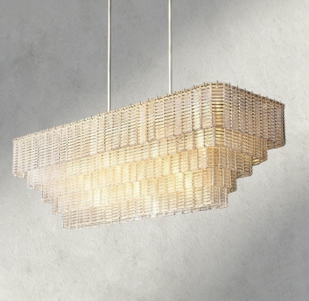 Siraue Clear Glass Rectangular Chandelier 59" - lampmodern