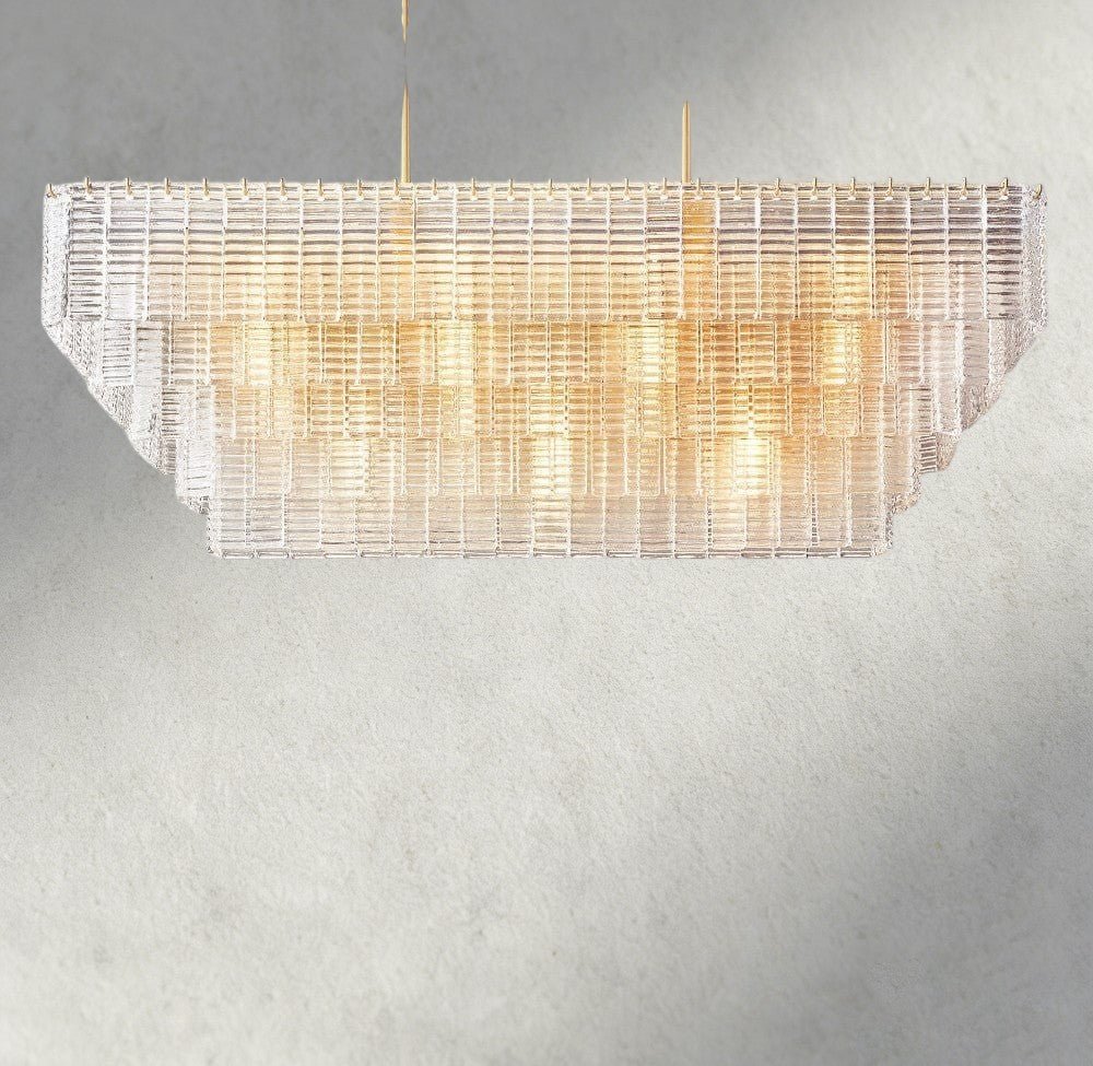Siraue Clear Glass Rectangular Chandelier 59" - lampmodern