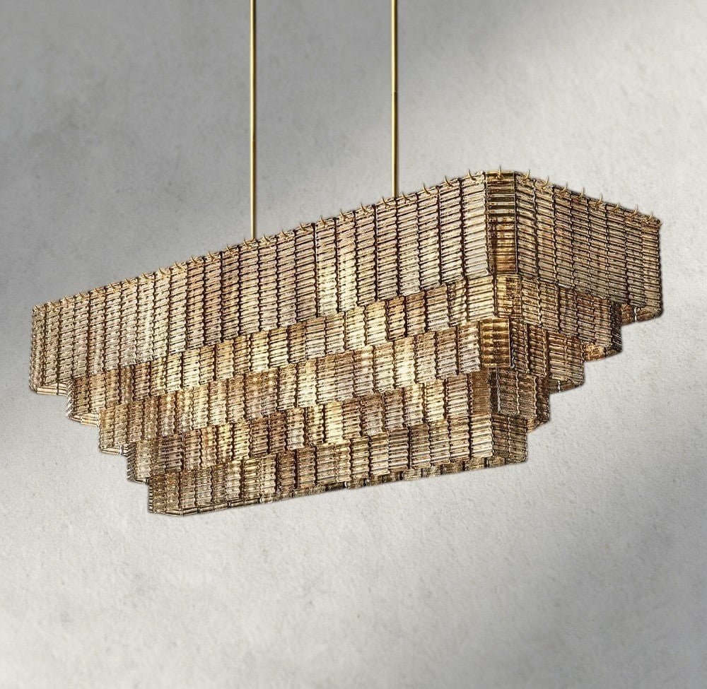 Siraue Smoke Glass Rectangular Chandelier 59", 77" - lampmodern
