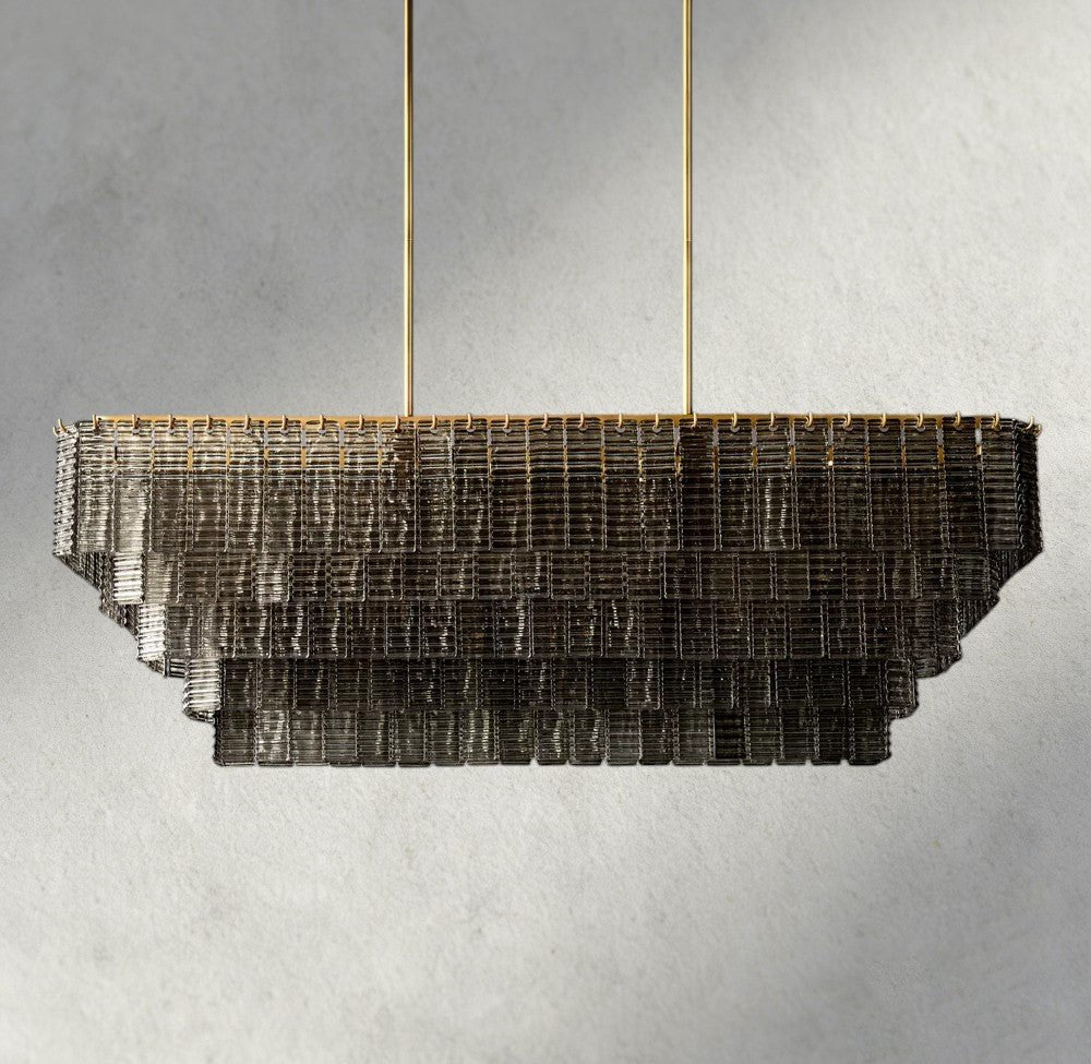 Siraue Smoke Glass Rectangular Chandelier 59", 77" - lampmodern