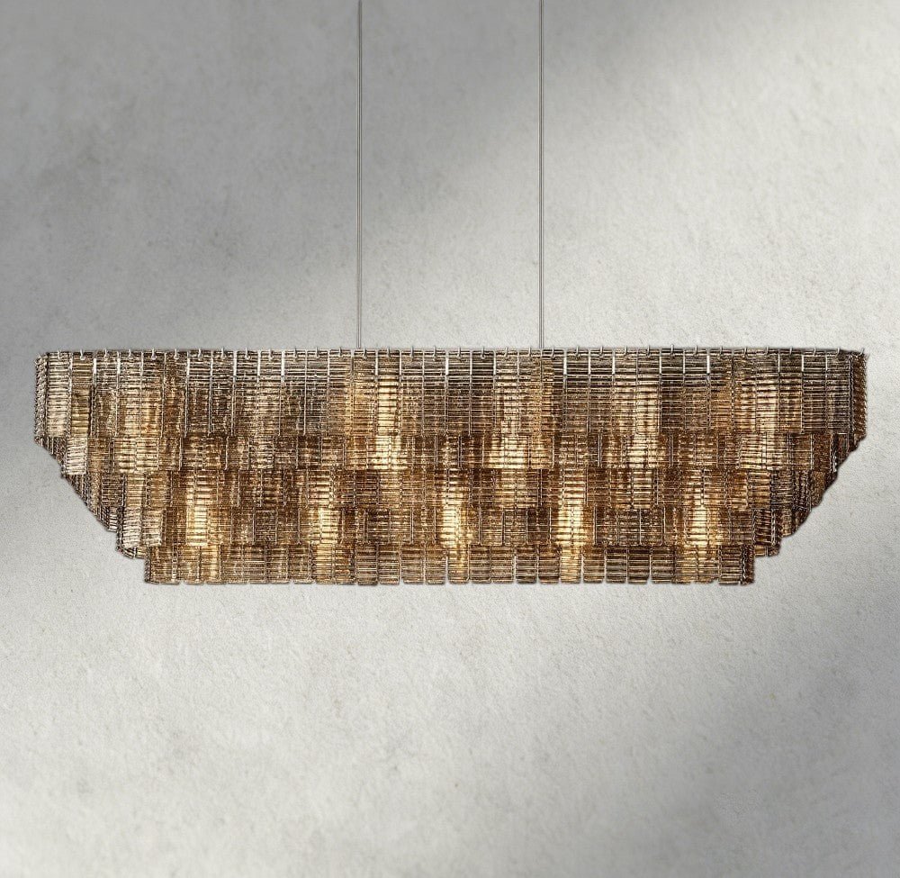 Siraue Smoke Glass Rectangular Chandelier 59", 77" - lampmodern