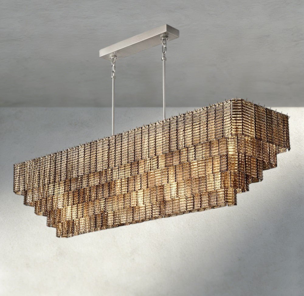 Siraue Smoke Glass Rectangular Chandelier 59", 77" - lampmodern