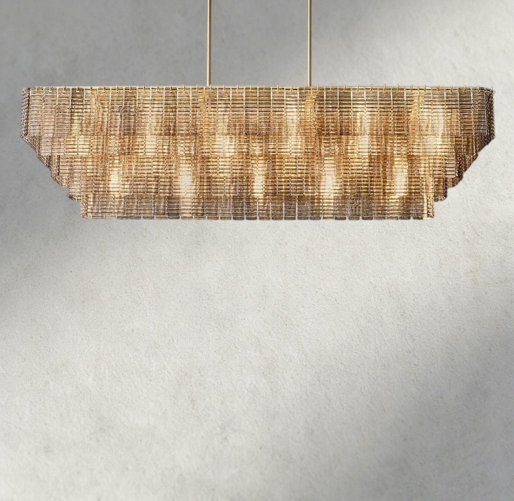Siraue Smoke Glass Rectangular Chandelier 59", 77" - lampmodern