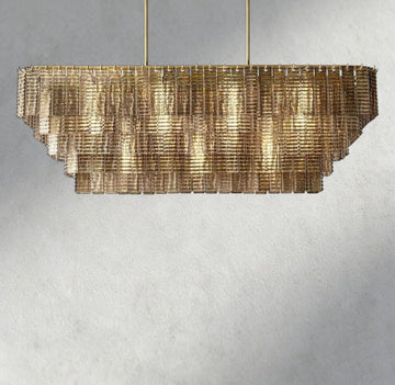Siraue Smoke Glass Rectangular Chandelier 59", 77" - lampmodern