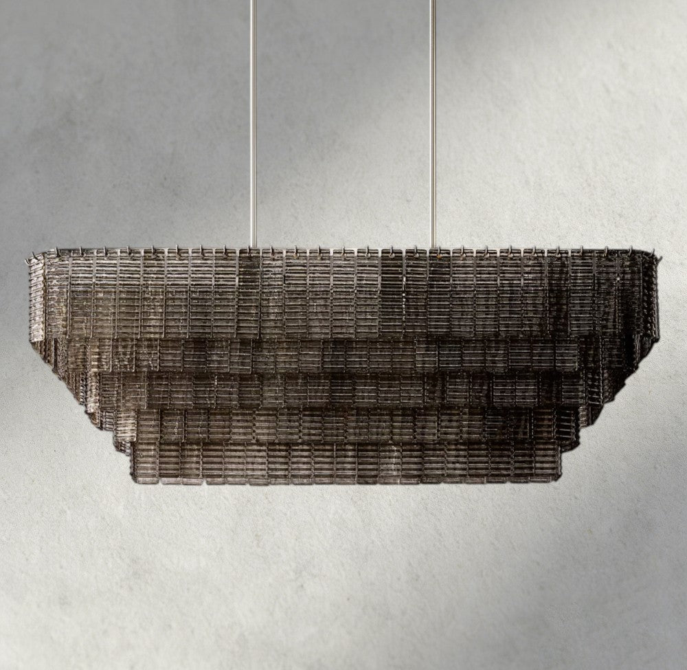 Siraue Smoke Glass Rectangular Chandelier 59", 77" - lampmodern