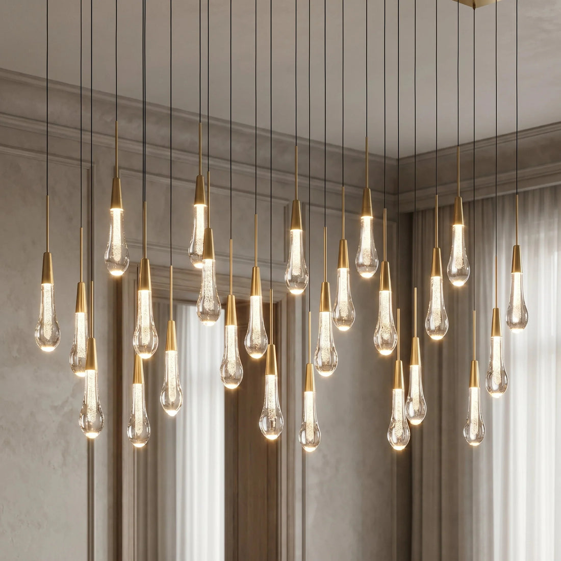Solitaire Linear Chandelier 37'' 50'' 70'' 87" 120"W - lampmodern