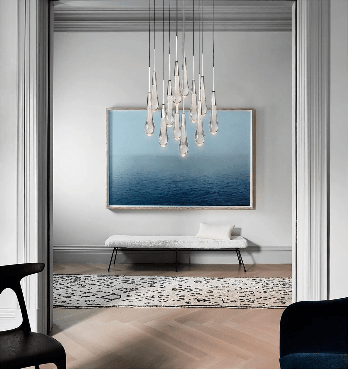 Soltaire Glass Linear Chandelier Lighting 37'' 50'' 70'' 87"W 120"W - lampmodern