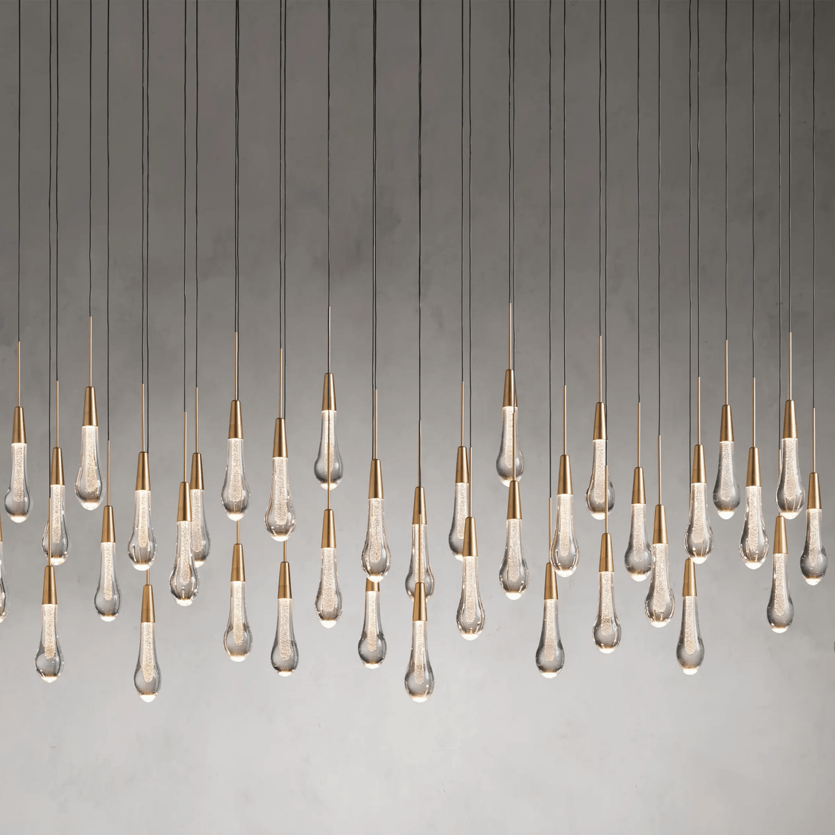 Soltaire Glass Linear Chandelier Lighting 37'' 50'' 70'' 87"W 120"W - lampmodern