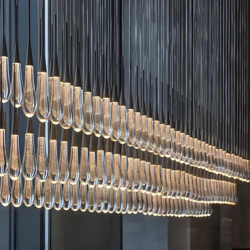 Soltaire Glass Linear Chandelier Lighting 37'' 50'' 70'' 87"W 120"W - lampmodern