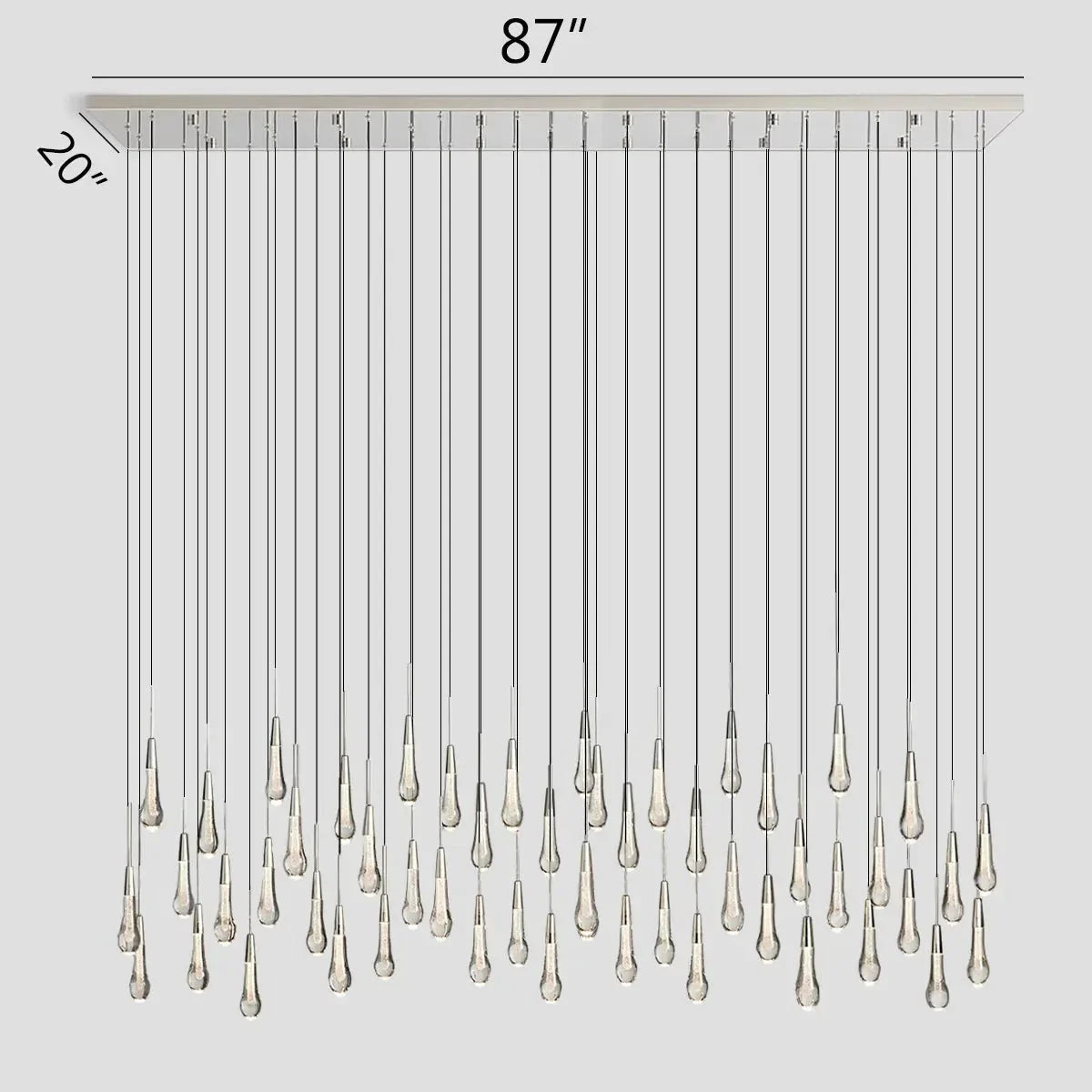 Soltaire Glass Linear Chandelier Lighting 37'' 50'' 70'' 87"W 120"W - lampmodern