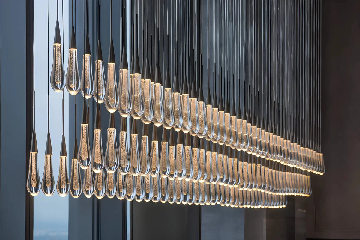 Soltaire Glass Linear Chandelier Lighting 37'' 50'' 70'' 87"W 120"W - lampmodern