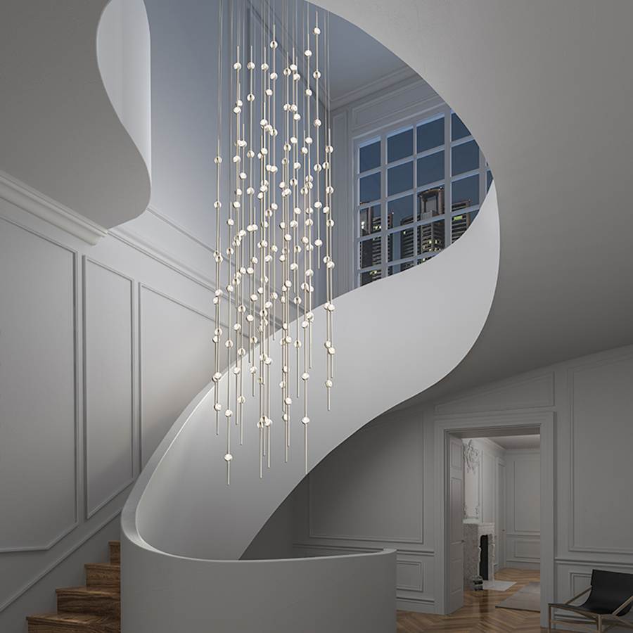 Sonne Constellation 25in Wide Modern LED Chandelier Satin Brass - lampmodern