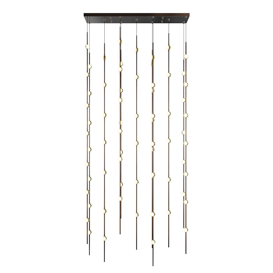 Sonne Constellation 36in Wide Beaded LED Chandelier Satin Nickel - lampmodern