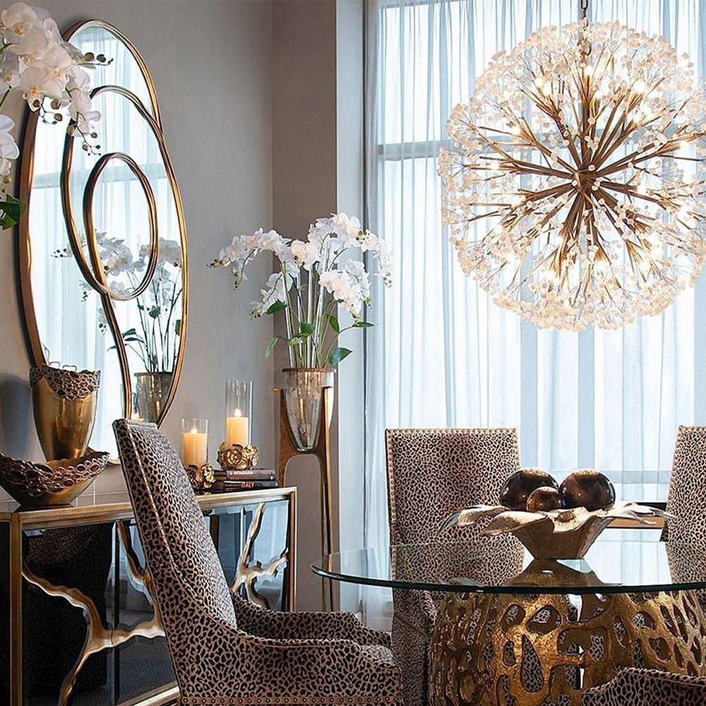 Spherical Thirty - Light Stone Quartz Chandelier - lampmodern