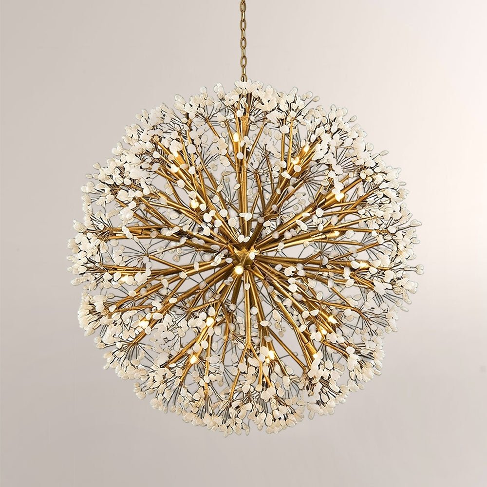 Spherical Thirty - Light Stone Quartz Chandelier - lampmodern