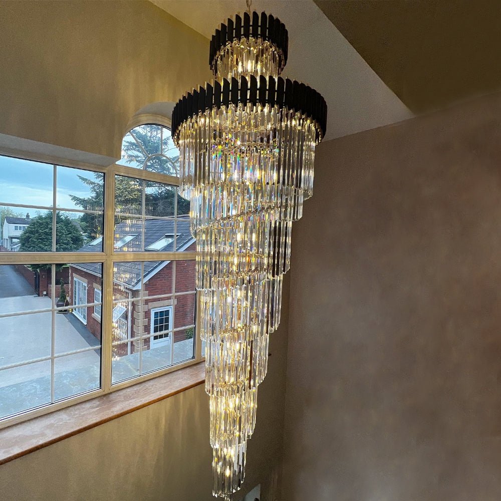 Spiral Crystal Chandelier For Foyer/ Staircase - lampmodern