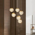 Spiral Pineapple Multi Glass Ball Staircase Chandelier - lampmodern