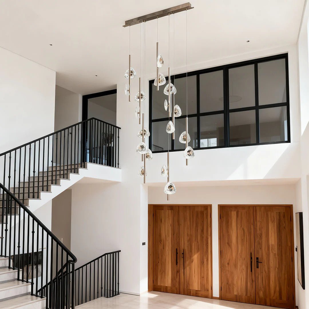 Staircase Crystal Chandelier Modern Aluminum Ceiling Light - lampmodern